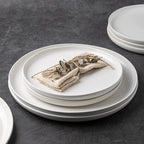 AmorArc Dinner Plates Set of 4, Handcrafted Porcelain Wavy Rim 10.5 Inch Modern Ceramic Plates Set, Dinnerware Dishes for Kitchen-Microwave&Dishwasher&Oven Safe, Chip resistant-Matte White