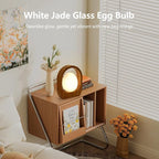 JESLED Rechargeable Cordless Table Lamp, Touch Control 3-Color Dimmable Bedside Lamp, Small Nightstand Lamp with Wooden Retro Design for Bedroom Ambient Lighting