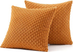 MIULEE Burnt Orange Throw Pillow Covers Soft Corduroy Decorative Set of 2 Boho Striped Pillow Covers Pillowcases Farmhouse Home Decor for Thanksgiving Couch Bed Sofa Living Room 20x20 Inch