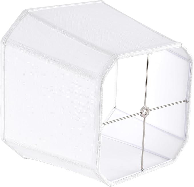 GO&SO 1 Pack White Linen Lamp Shade Square Cut Corners, 10"Top × 13" Bottom × 10.5" High(Spider),Lamp Shades for Table & Floor Lamps Medium for Bedroom Decor, Handcrafted, Easy Assembly