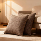 Throw Couch Pillow with Insert 18x18 Inches Set of 2 Square, Cute Modern Home Fall Decor for Living Room Sofa Bed Cushion Accent Case, Anthropologie Style Home Decor (Coffee Brown #P2-18)