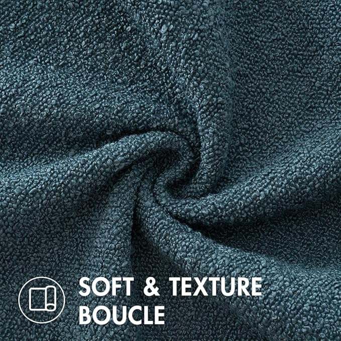 MIULEE 20x20 Inch Decorative Pillow Covers for Couch Bed Set of 2 Textured Boucle Neutral Winter Throw Pillows Dark Blue Accent Solid Cushion Pillowcases Sofa Livingroom Home Decor