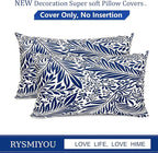 Decorative Throw Pillow Covers Set of 2 Blue Pillow Covers 12x20 inch Throw Pillow Cases Soft Short Plush Farmhouse Floral Outdoor Pillow Covers for Couch Sofa Bed Living Room Cushion Cover