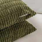 Fancy Homi 1 Pack Moss Green Long Lumbar Body Decorative Throw Pillow Covers 14x36 Inch for Bed Couch Bedroom Bench, Soft Corduroy Rectangle Solid Pillow Case 35x91 cm, Rustic Farmhouse Boho Decor