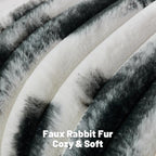 FUTEI Black Decorative Throw Pillow Covers 24x24 Inch Set of 2, Soft Tie-Dye Faux Rabbit Fur Striped Texture European Cushion Case, Modern Home Decor for Couch Bed Living Room