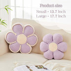 Flower Pillow, Soft Flower Decorative Throw Pillow, Cute Daisy Flower Shaped Seating Floor Cushion Room Décor Plush Pillows for Sofa Couch Bed (17.7 Inch, Lavender)