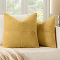 MIULEE Gold Corduroy Pillow Covers Pack of 2 Boho Decorative Spliced Throw Pillow Covers Soft Solid Couch Pillowcases Cross Patchwork Textured Cushion Covers for Living Room Bed Sofa 20x20 inch