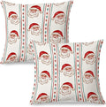 JINYO Vintage Red Christmas Santa Pillow Covers 18x18, Christmas Santa Decor, Red and Green Xmas Striped Holiday Throw Pillow Covers for Home Living Room Bedroom Sofa Couch Set of 2