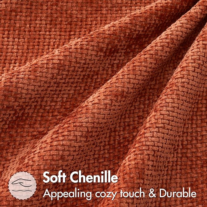 MIULEE Pack of 2 Fall Burnt Orange Decorative Pillow Covers 18x18 Inch Soft Chenille Couch Throw Pillows Farmhouse Cushion Covers for Home Decor Sofa Bedroom Living Room