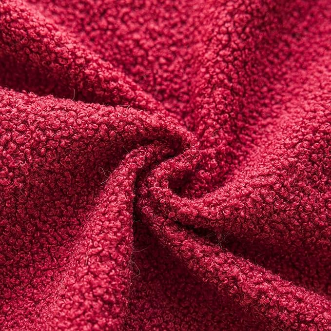 Foindtower Pack of 2, Curly Faux Fur Decorative Throw Pillow Covers Soft Neutral Plush Cushion Case Cozy Fluffy Furry Pillowcase for Home Living Room Couch Bedroom Bed Sofa 18x18 Inch Burgundy Red