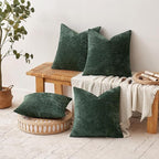 MIULEE Christmas Pack of 4 Couch Throw Pillow Covers 16x16 Inch Green Soft Decorative Chenille Pillow Covers Farmhouse Accent Cushion Covers for Boho Home Decor Sofa Bedroom Living Room