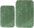 Acsploer Microfiber Bathroom Rugs and Mats Sets 2 Piece,Non-Slip Bath Rugs, Machine Washable Absorbent Bath Mats for Bathroom Floor, Shower (Green, 16''x24'' Plus 20''x32'')