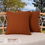 Kevin Textile Pack of 2 Outdoor Waterproof Pillow Covers Checkered Decorative Cushions Sham Throw Pillowcases Shell for Patio Tent Garden Couch Bed Sofa 16x16 Inch Burnt Orange