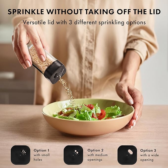 Square Spice Jars with Adjustable Rotating Lids (24 Pack) – 4oz Glass Spice Jars with 240 Labels, Funnel & Brush, Airtight Spice Containers for Kitchen Organization