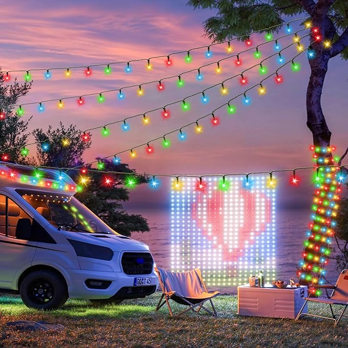 Nisocy 66FT 200 LED 4 Color Christmas String Lights, Multicolor Fairy Lights with Green Wire, 8 Modes Plug in Christmas Tree Lights for Indoor Outdoor Holiday Decorations, Party, Patio, Home Décor