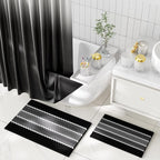 Bathroom Sets with Shower Curtain and Rugs and Accessories, Glass Bathroom Accessories Set Clear Bathroom Set Bathroom Sets, Black Bath Mat and Diamond Soap Dispenser for Bathroom Decor