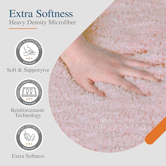 Walensee Large Bathroom Rug (24 x 40, Blush) Extra Soft and Absorbent Shaggy Bathroom Mat Machine Washable Microfiber Bath Mat for Bathroom, Non Slip Bath Mat, Luxury Bathroom Floor Mats Rubber Back