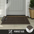 Sturdy Front Door Mat, Absorbent Muddy Dirt Resist Welcome Door Mats Outdoor Indoor, Stain and Fade Resistant, Non-Slip Rubber Backing Low Profile Doormat for Entryway, 30×17, Brown