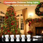 Upgraded Connectable 200 LED Christmas String Lights Outdoor Indoor, 66FT Red and Green Christmas Lights 13 Modes, Waterproof Twinkle Fairy Lights Plug in Clear Wire for Tree, Bedroom Decoration