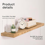 BAOBAB WORKSHOP Natural Wood Floating Shelves for Wall 30 Inches Long, Solid Wooden Shelf Large, Bathroom Shelves for Room Wall Mounted Kitchen Farmhouse, Oak Floating Shelf, 30W × 6.7D, Set of 2