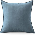 Luxury Tweed & Chenille Throw Pillow Covers – Set of 2 (18" x 18") with Soft and Luxurious Textures Decorative Throw Pillows for Couch, Bed, and Home Decor (Blue)