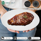 Homienly Wheat Straw Dinner Plates 10 inch, Unbreakable Plates Set, Alternative to Plastic Plates Reusable, Microwave and Dishwasher Safe Plate for Kitchen, Camping, Salad - White