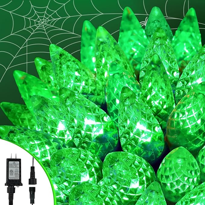Upgraded 250LED C6 Connectable Halloween String Lights, 82FT Waterproof Green Lights for Outside, Fairy Twinkle Light Plug in with 13 Modes & Timer for Outdoor Indoor Party Tree Halloween Decorations