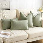 MIULEE Pack of 2 Sage Green Decorative Lumbar Pillow Covers 12x20 Inch Soft Chenille Luxurious Couch Throw Pillows Farmhouse Cushion Covers with Elegant Design for Sofa Bedroom Living Room Home Decor