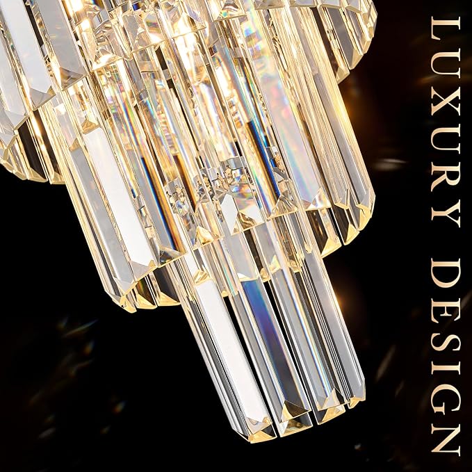3 Pack Chrome Crystal Pendant Light, Modern 3 Tiers K9 Crystal Chandelier Mini Ceiling Pendant Light Fixture for Kitchen Island Dining Room Hallway Bedroom Closet