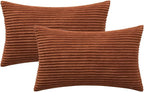 MIULEE Pack of 2 Corduroy Soft Soild Decorative Square Throw Pillow Covers Cushion Cases Pillowcases for Sofa Bedroom Car 12 x 20 Inch 30 x 50 Cm Dark Rust