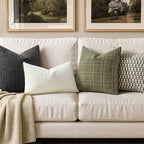 MIULEE Decorative Linen Check Euro Shams Throw Pillow Covers Neutral Farmhouse Vintage Pillow Covers 24x24 Set of 2 Boho Modern Home Decor for Sofa Couch Bedroom Cushion Sage Green