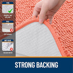 OLANLY Toilet Rugs U-Shaped 24x20, Extra Soft Absorbent Chenille Contour Bathroom Rugs for Toilet, Dry Quickly, Machine Washable, Non-Slip Bath Mat, Coral