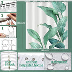 Shower Curtain, Banana Leaf Shower Curtain Fabric Green Leaf Shower Curtain, Weighted Hem, with 12 Hooks, Shower Curtains for Bathroom Waterproof Shower Curtain (72 "X 72")