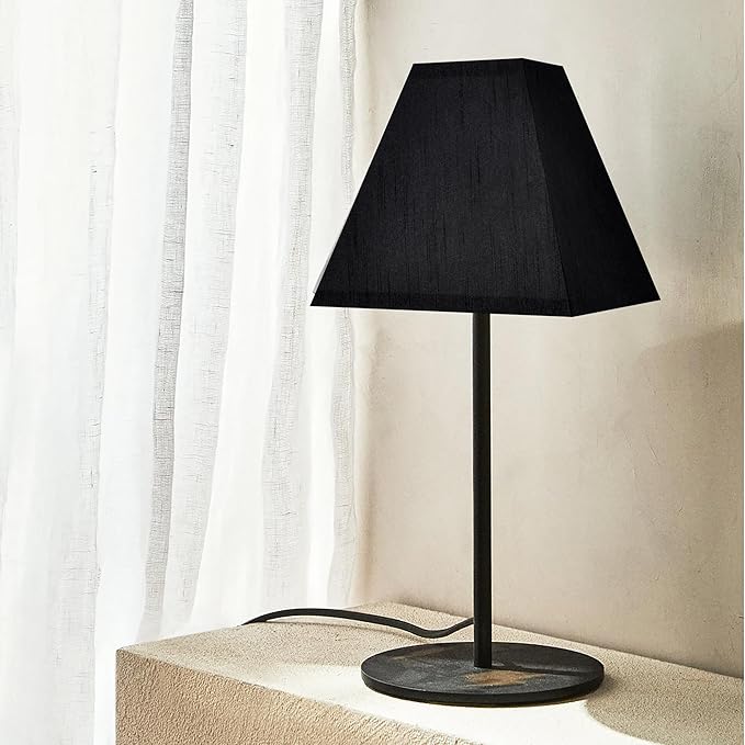 2 Pack Spider Small Square Lampshades,4"×9" × 8.3”inches Black Lampshades for Wall Lamps Table Lamps Floor Lamps-Wall Mount Natural Faux Silk Black Lamp Shade Replacement for Bedroom By GO&SO