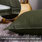 Jeanerlor SureGuard Pillowcase Cousion Cover Decor Cotton Linen with Unique Design to Embellish Study Room/House/Office, 20"x20"(50 x 50cm) Set of 2, Olive Green