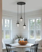LMS Black 3-Light Pendant Fixtures, Adjustable Kitchen Hanging Light Fixture, Cluster Pendant Lights, LMS-188