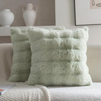 Neelvin Green Faux Fur Cozy Soft Double-Sided Decorative Throw Pillow Covers 24x24 inch Set of 2,Velvet Pillowcase Cushion Case for Sofa Couch