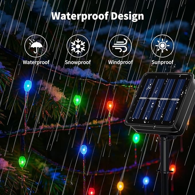 [6 Pack] Solar String Lights Multicolored, 236 FT 600 LED Solar Twinkle Light Outdoor with 8 Modes & Memory Function, Waterproof Chrismas Lights for Xmas Tree Party Decorations