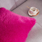 WERDIM Shaggy Faux Fur Pillowcases 2 Pack Button Closure Velvet Pillow Shams King Size (Hot Pink, 20 X 36 Inches)