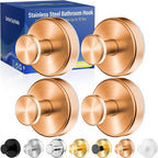 Suction Cup Hooks for Shower,Wreath Hanger for Front Door,Removable No Drill Towel Loofah Hooks,Upgraded 15 lbs Strong Suction for Bathroom,Wall,Glass,Stainless Waterproof-Rose Gold 4 Pcs