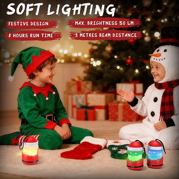 Christmas Gift EverBrite Santa Claus Lantern 3 Pack, 5 Light Modes Holiday Decoration Presents for Women and Men, AAA Batteries Contained Stocking Stuffers, Christmas Lights Indoor & Outdoor
