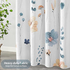 QiyI Long Shower Curtain 72 x 78, Modern Watercolor Floral Shower Curtain, 3D Embossed Textured Beige Flower Cloth Bathroom Curtain, Waterproof Fabric Rustic Farmhouse Shower Curtain Set with Hooks