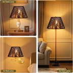 Metal Lamp Shade, ALUCSET Barrel Lampshade with Pattern of Trees Lampshades for Table Lamp, Metal Lamp Shades 7" Top x 13" Bottom x 7.8" High Spider Fitter, Bronze Gold