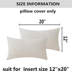 Home Brilliant Rectangle Throw Pillow Covers 12x20 Set of 2 Solid Striped Velvet Oblong Throw Pillow Case for Christmas Couch Chair Baby Toddler Lumbar Pillow, 12 x 20 inch, Cream Cheese
