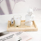 WORHE Italy Natural Marble Vanity Tray for Jewelry, Perfume, Makeup, Candle, Modern Decorative Trays for Bathroom Bedroom Dresser Rectangle Kitchen Storage Organizer for Home Decor Light Brown (WH038)
