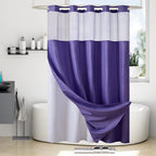 Furlinic Waffle Weave No Hook Shower Curtain with Snap in Liner,Honeycomb Textured Bathroom Curtains with See Through Top Window,Waterproof & Machine Washable,Hotel Quality,Purple,71x84 Inch