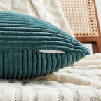 Fancy Homi 2 Packs Teal Euro Decorative Throw Pillow Covers 26x26 Inch for Living Room Couch Bed, Rustic Farmhouse Boho Home Decor, Soft Corss Corduroy Patchwork Textured Square Cushion Case 66x66 cm