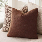 Foindtower Set of 2, Decorative Textured Boucle Throw Pillow Covers Accent Solid Pillow Cases Neutral Soft Cozy Couch Cushion Case for Chair Sofa Bedroom Living Room Home Decor 16x16 Inch Red Taupe