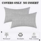 Kevin Textile Pack of 2 Outdoor Waterproof Throw Pillow Covers Decorative Square Outdoor Checkered Pillows Cushion Case Patio Pillows for Couch 12x20 inches 30x50 cm Grey