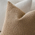 Foindtower Set of 2, Decorative Textured Boucle Throw Pillow Covers Accent Solid Pillow Cases Soft Cozy Couch Cushion Case for Chair Sofa Bedroom Living Room Home Decor 16 x 16 Inch Taupe Khaki Camel